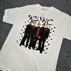 NSYNC VINTAGE 2001 Y2K Popodyssey Tour Winterland Tag Size XL White‎ tee